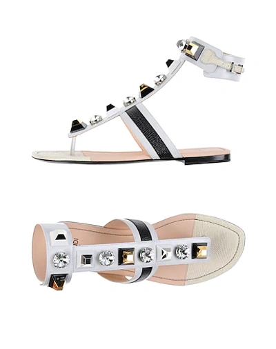 Shop Fendi Toe Strap Sandals In White