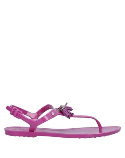 Shop Tod's Woman Thong Sandal Mauve Size 6 Soft Leather, Rubber In Purple