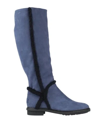 Shop Fendi Knee Boots In Dark Blue