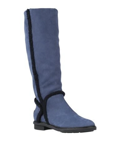 Shop Fendi Knee Boots In Dark Blue