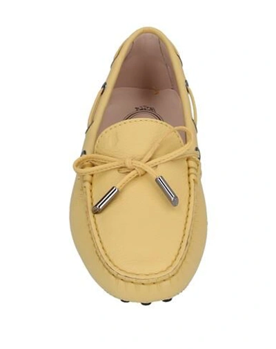 Shop Tod's Woman Loafers Light Yellow Size 7 Leather