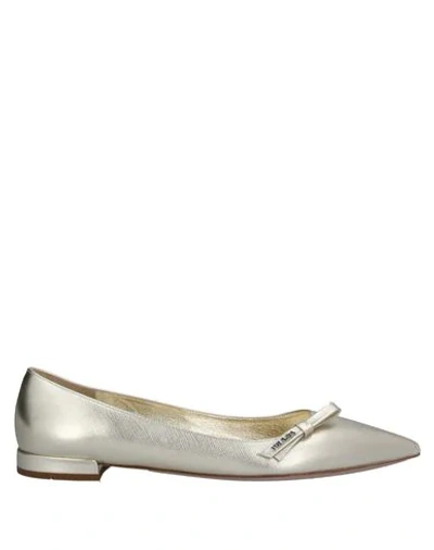 Shop Prada Ballet Flats In Platinum