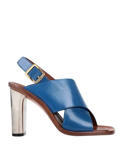 Shop Celine Sandals In Blue