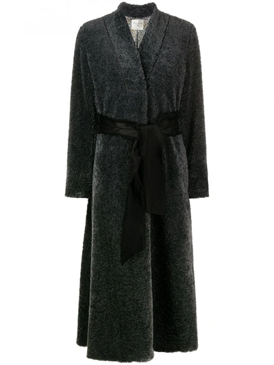 Shop Forte Forte Shearling Coat In Grey