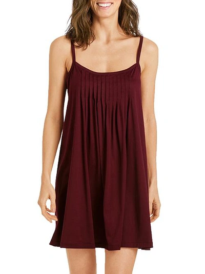 Shop Hanro Juliet Knit Babydoll In Berry Red