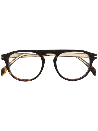 Shop Eyewear By David Beckham Tortoiseshell Round Glass Frames In Brown