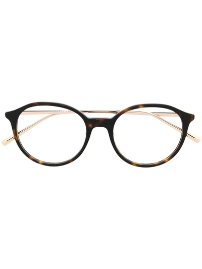 Shop Marc Jacobs Tortoiseshell Accent Round Glasses In Brown