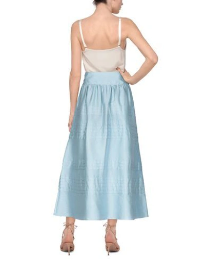 Shop Giorgio Armani Woman Maxi Skirt Sky Blue Size 12 Silk