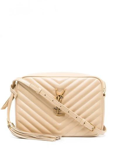 Shop Saint Laurent Monogram Lou Leather Camera Bag In White