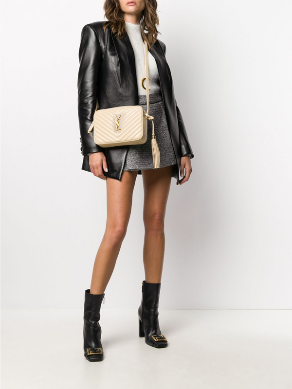 Saint Laurent Lou Medium Monogram Ysl Calf Crossbody Bag In 9906 nude