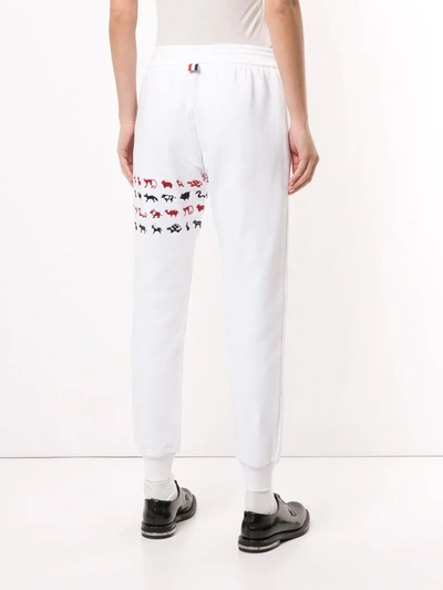 Shop Thom Browne Embroidered Track Pants In White