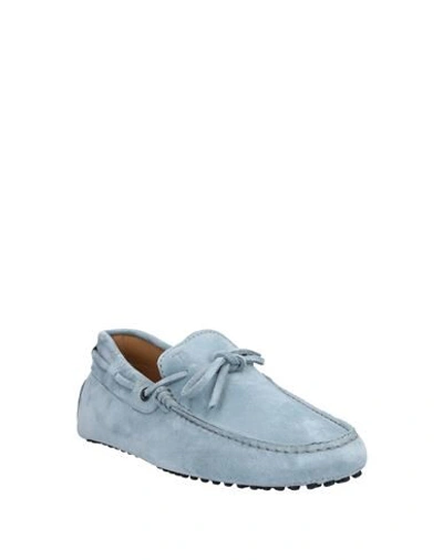 Shop Tod's Man Loafers Sky Blue Size 11.5 Soft Leather