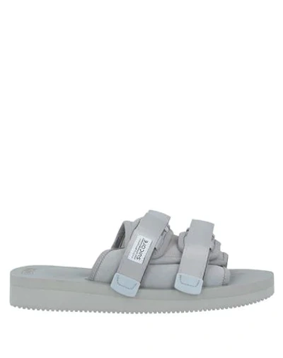 Shop Suicoke Man Sandals Light Grey Size 9 Leather