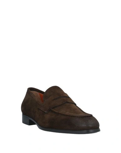 Santoni Suede Carlo Penny Loafers In Brown