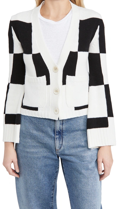 Shop Off-white Check Twin Set Cardigan In Black Green