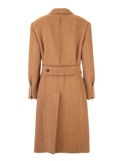 Shop Chloé Herringbone Pattern Coat In Brown