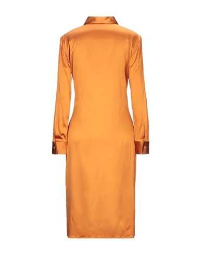 Shop Bottega Veneta Woman Midi Dress Rust Size 6 Silk, Elastane In Red
