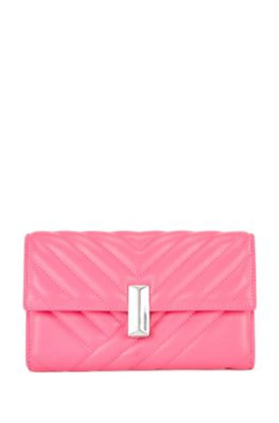 Shop Hugo Boss - Quilted Nappa Leather Clutch Bag With Detachable Wrist Chain - Pink