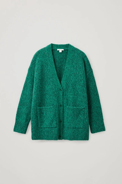 Cos Brushed Alpaca wool Mix Cardigan In Green ModeSens