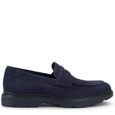 Shop Hogan Men's Blue Suede Loafers