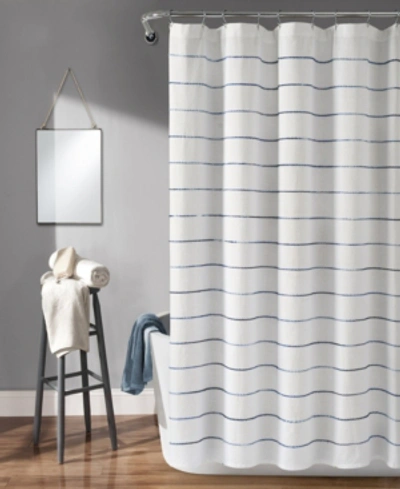 Shop Lush Decor Ombre Stripe Yarn Dyed Cotton 72" X 72" Shower Curtain In Navy