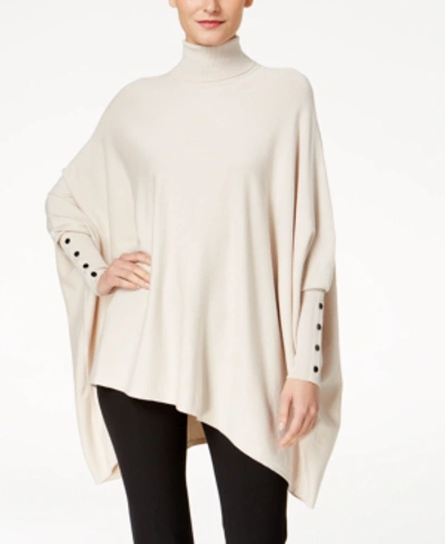 Shop Alfani Women's Turtleneck Poncho Sweater, Created For Macy's In Polished Beige