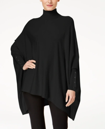 Shop Alfani Women's Turtleneck Poncho Sweater, Created For Macy's In Deep Black