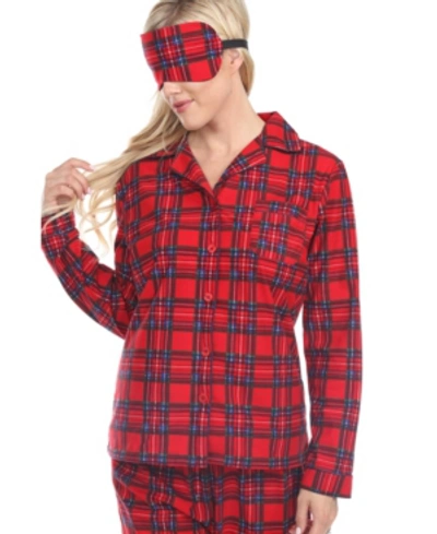 Shop White Mark 3-piece Cozy Pajama Set In Red Plaid