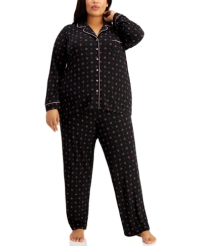 Shop Alfani Plus Size Ultra-soft Pajama Set, Created For Macy's In Holiday Geo