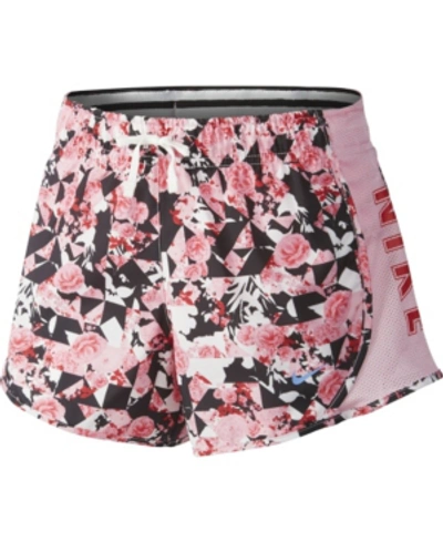 Shop Nike Dry-fit Tempo Big Girl's Printed Running Shorts In Pink/royal