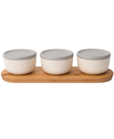 Shop Berghoff Leo Collection 6-pc. Covered Bowl Set With Bamboo Tray In Beige