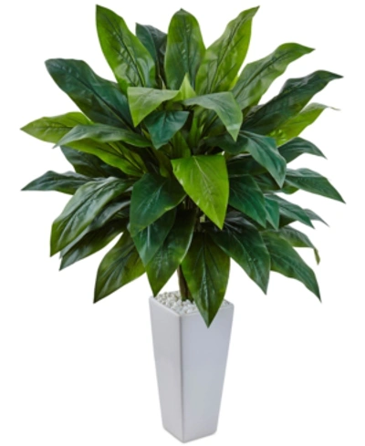 Nearly Natural Cordyline Artificial Plant In White Tower Planter In Green