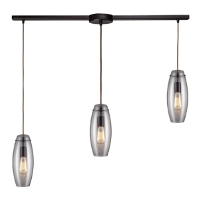 Elk Lighting Menlow Park 3-light Linear Pendant In Oiled Bronze In Bronze