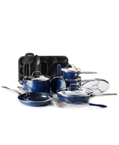 Shop Blue Diamond 20-pc. Ceramic Non-stick Diamond-infused Cookware Set In Blue