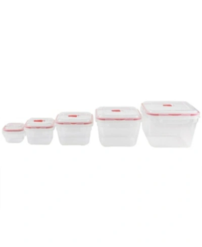 Shop Home Basics Hds Trading Locking Square Plastic Food Storage Containers With Ventilated Snap-on Lids - 10 Piece In Red