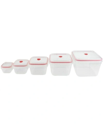 Shop Home Basics Hds Trading Locking Storage Rectangle Food Storage Containers With Ventilated Snap-on Lids - 10 Piec In Red