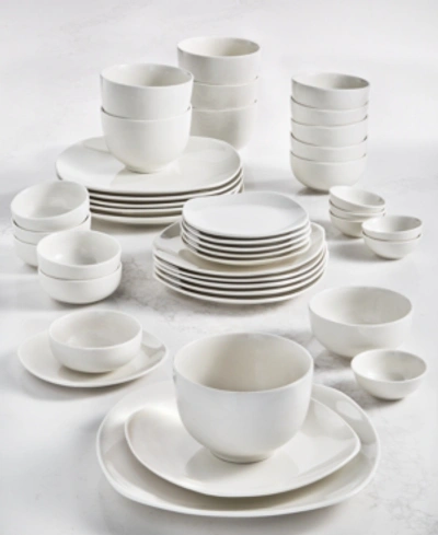 Tabletops Unlimited Inspiration By Denmark Soft Square 42 Pc. Dinnerware Set, Service For 6 In White