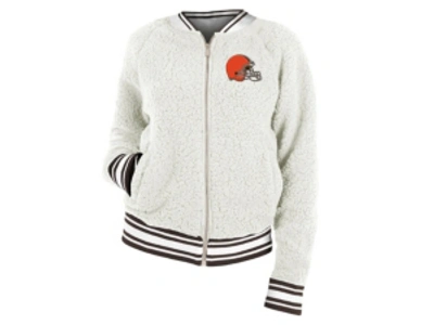 Shop 5th & Ocean Cleveland Browns Women's Sherpa Bomber Jacket In Black