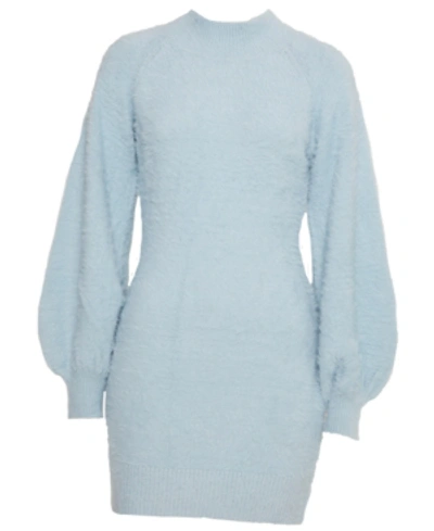 Shop Bardot Balloon-sleeve Sweater Dress In Light Blue