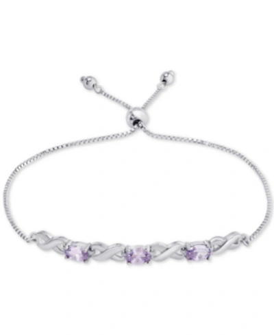Shop Macy's Amethyst Bolo Bracelet (1-3/4 Ct. T.w.) In Sterling Silver (also In Blue Topaz, Sapphire & Simulated