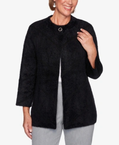 Shop Alfred Dunner Women's Plus Size Knightsbridge Station Cozy Chevron Jacket In Black