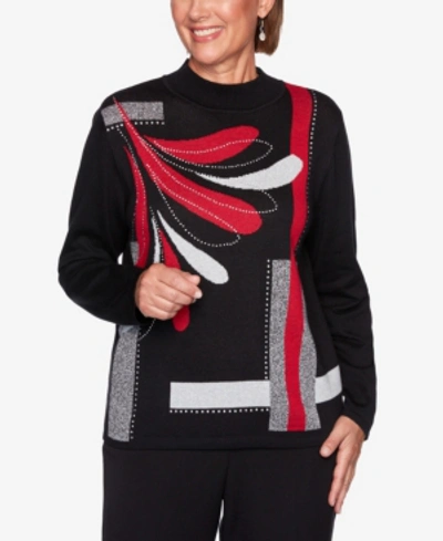 Shop Alfred Dunner Women's Plus Size Knightsbridge Station Embellished Blocked Sweater In Multi