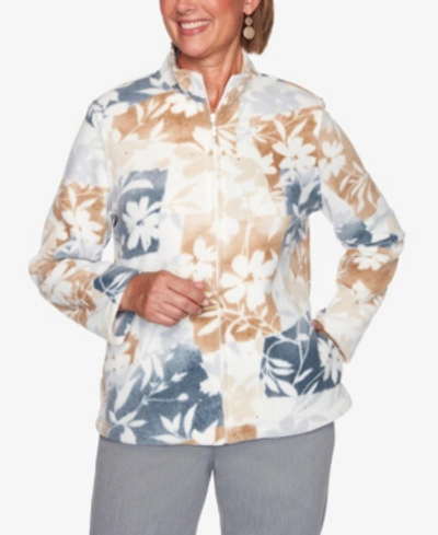 Shop Alfred Dunner Women's Plus Size Glacier Lake Floral Patchwork Polar Fleece Jacket In Multi