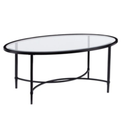 Southern Enterprises Carabella Metal And Glass Oval Cocktail Table In Black