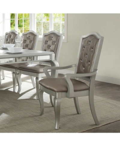 Shop Acme Furniture Francesca Arm Chair, Set Of 2 In Silver-tone