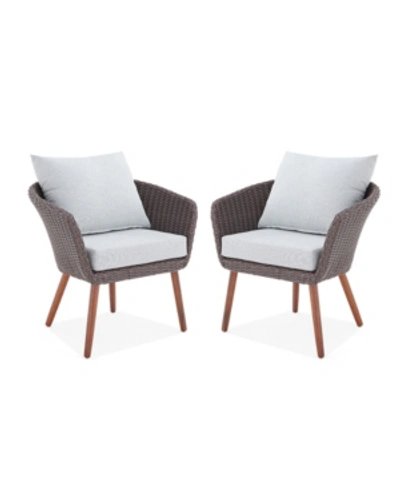 Shop Alaterre Furniture Athens All-weather Wicker Outdoor Chairs With Cushions Set In Brown