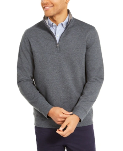 Shop Club Room Men's Stretch Quarter-zip Fleece Sweatshirt, Created For Macy's In Dark Lead