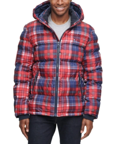Tommy Hilfiger Men's Quilted Puffer Jacket, Created For Macy's In Pink Plaid |