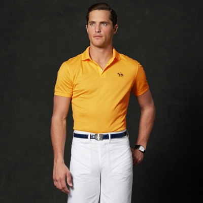 Shop Ralph Lauren Custom Slim Fit Piqué Polo Shirt In Spring Yellow
