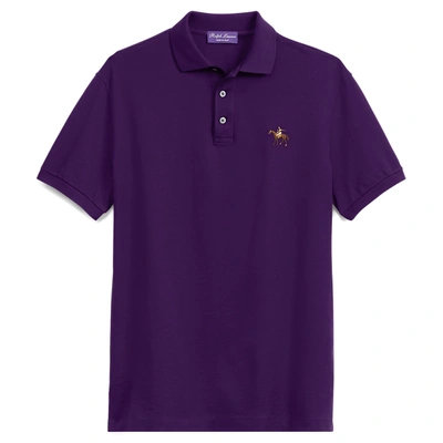 Shop Ralph Lauren Custom Slim Fit Piqué Polo Shirt In Noble Purple
